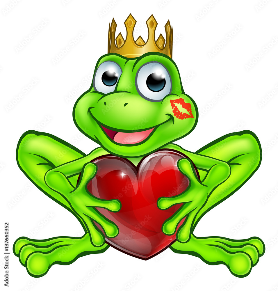 Cartoon Frog Prince with Love Heart Cartoon Frog Prince with Love Heart