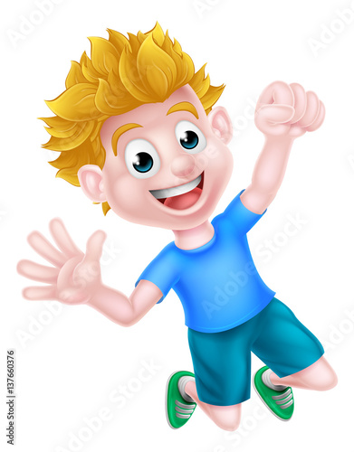 Cartoon Boy Jumping for Joy