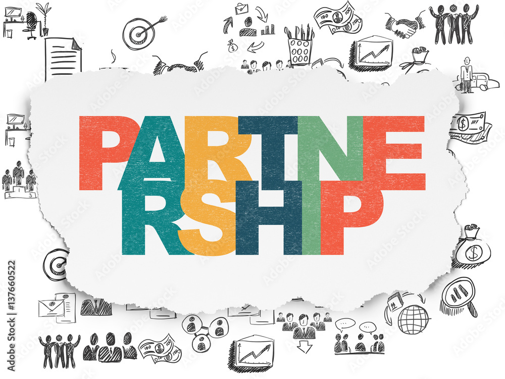 Finance concept: Partnership on Torn Paper background Finance concept: Partnership on Torn Paper background