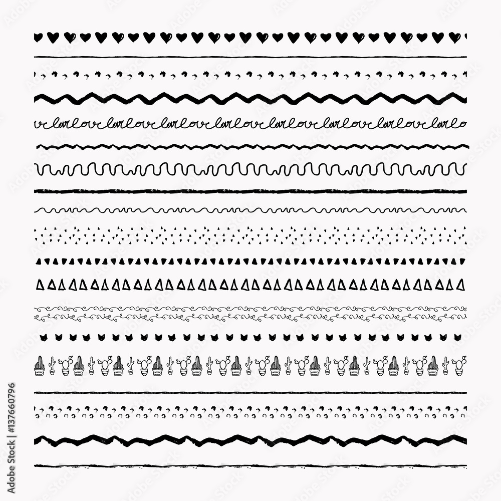 Vector black abstract textured seamless pattern borders Vector black abstract textured seamless pattern borders