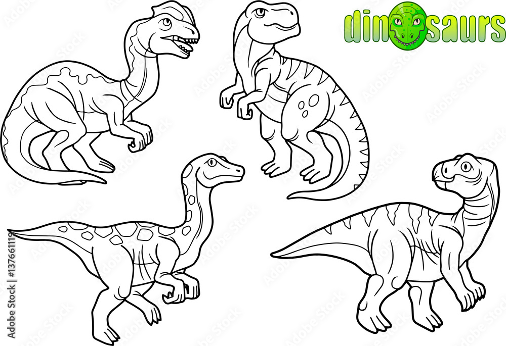 set of cartoon drawings of dinosaurs.
set of cartoon drawings of dinosaurs.