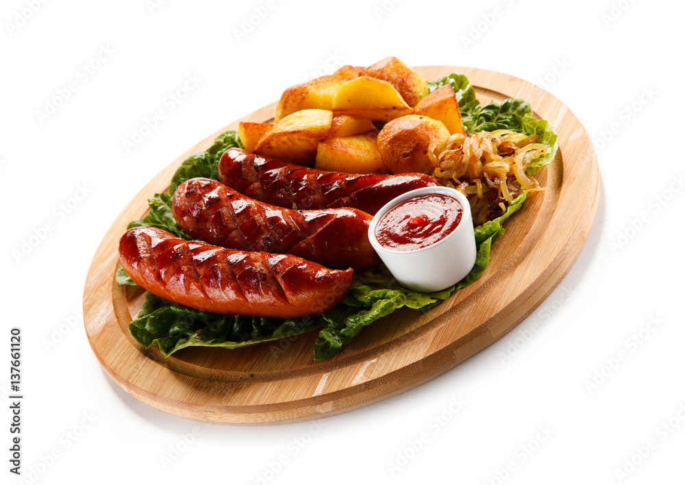Grilled sausages and vegetables Grilled sausages and vegetables