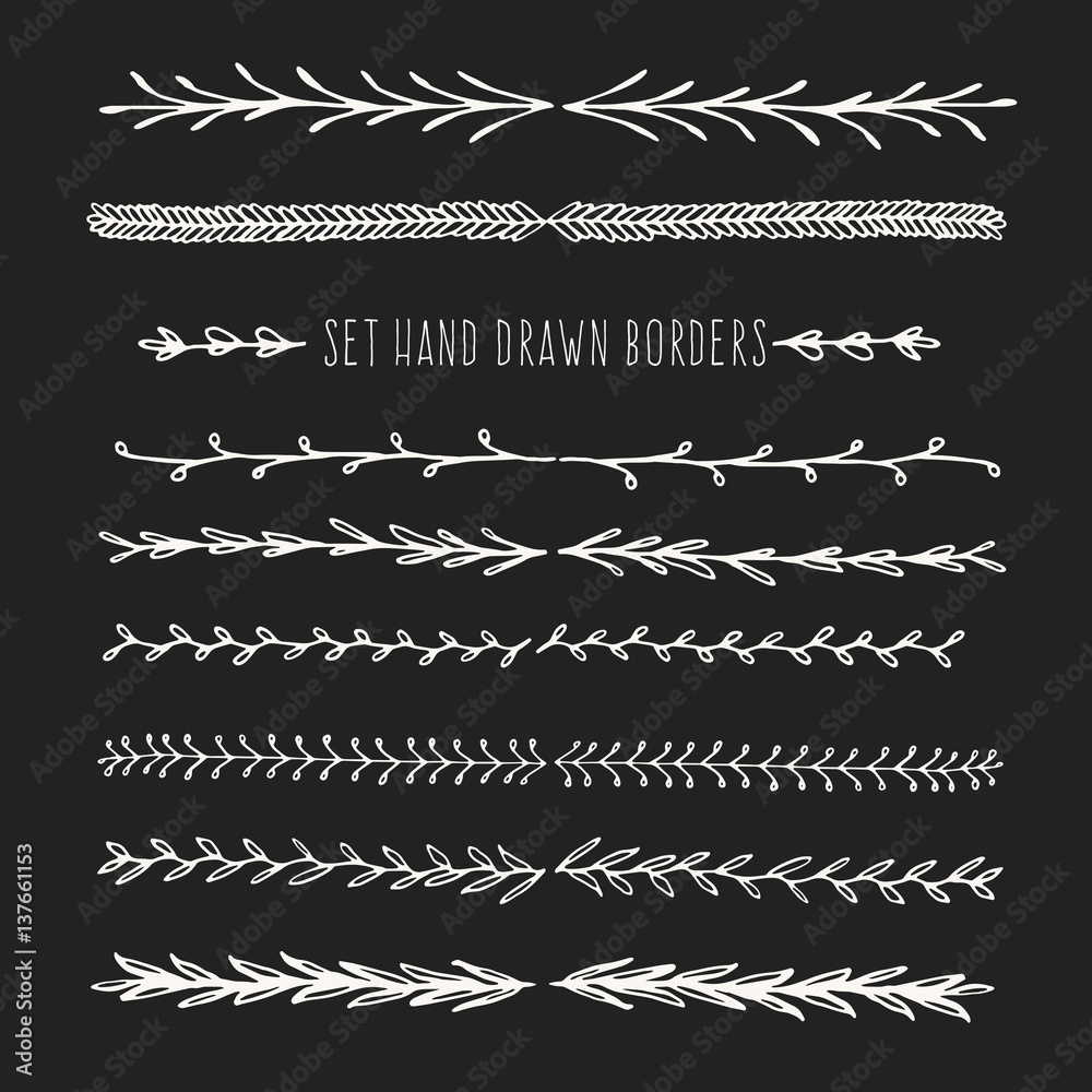 Obraz premium Set hand drawn line border.
