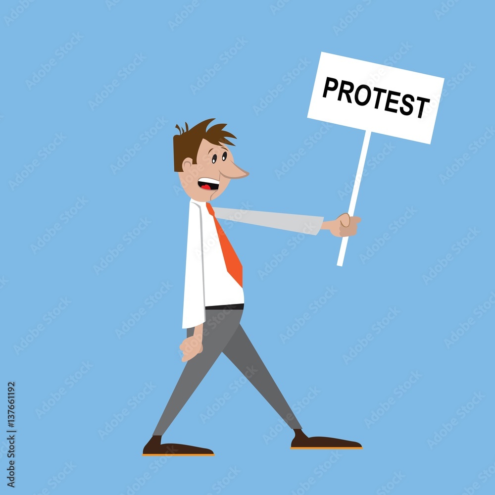people at the rally with a placard protests. vector illustration people at the rally with a placard protests. vector illustration