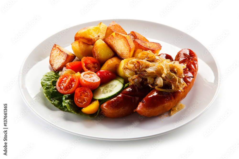 Grilled sausages and vegetables Grilled sausages and vegetables