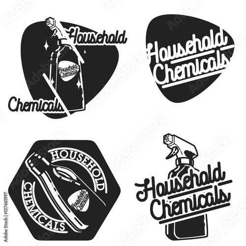 Color vintage household chemicals emblems