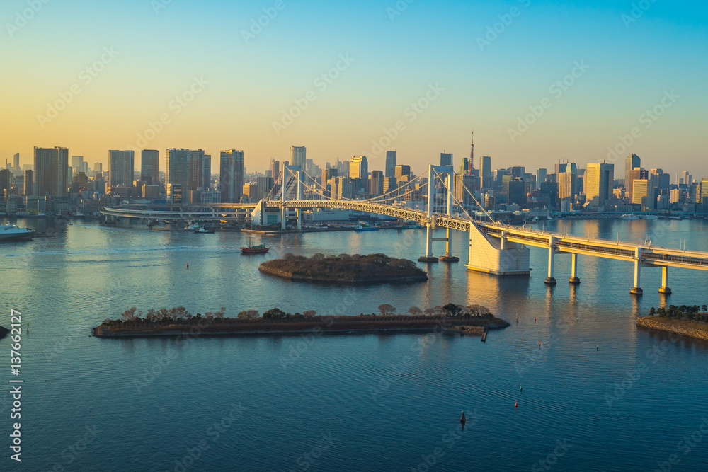 Obraz premium View of Tokyo city skyline in Odaiba-Tokyo, Japan
