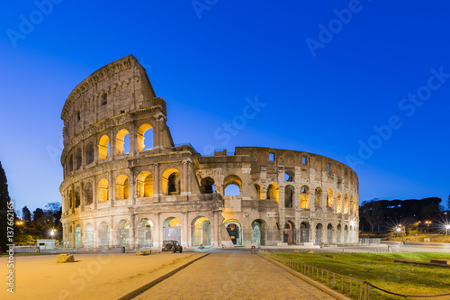 The Colosseum landmark in Rome, Italy in the morning.