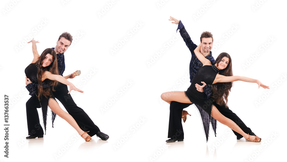 Pair of dancers isolated on the white Pair of dancers isolated on the white