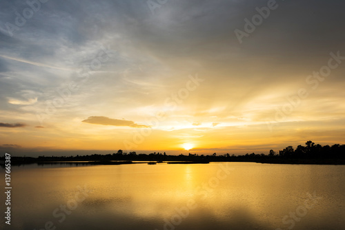 Beautiful sunset over lake