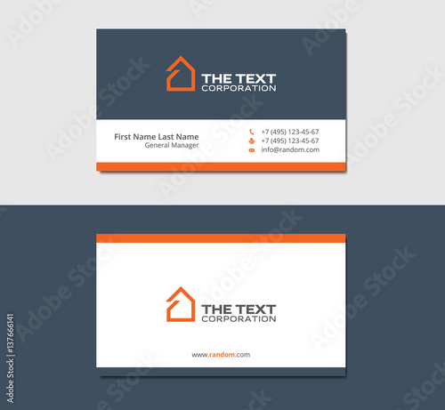 business cards template for real estate agency, orange color, branding and brand