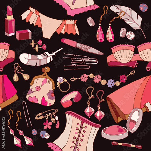 Woman fashion accessories seamless pattern