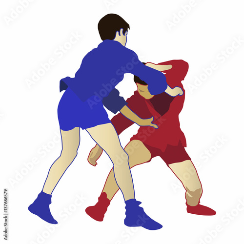 Illustration Of Two Boys In A Sambo Competition