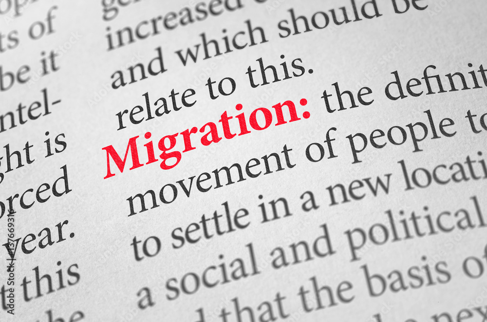 Definition of the word Migration in a dictionary Definition of the word Migration in a dictionary