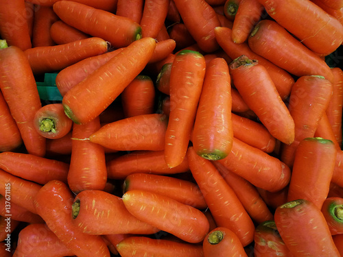fresh carrots at vegetable  market