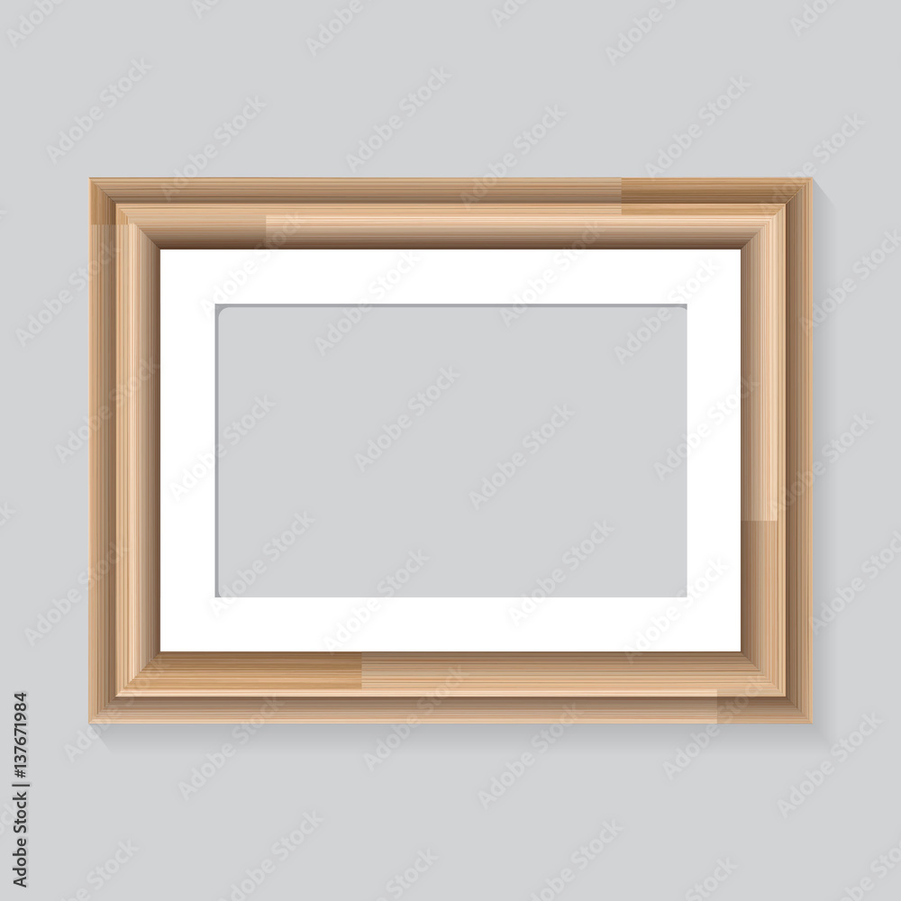 Wooden frame on wall gray backgroung Wooden frame on wall gray backgroung