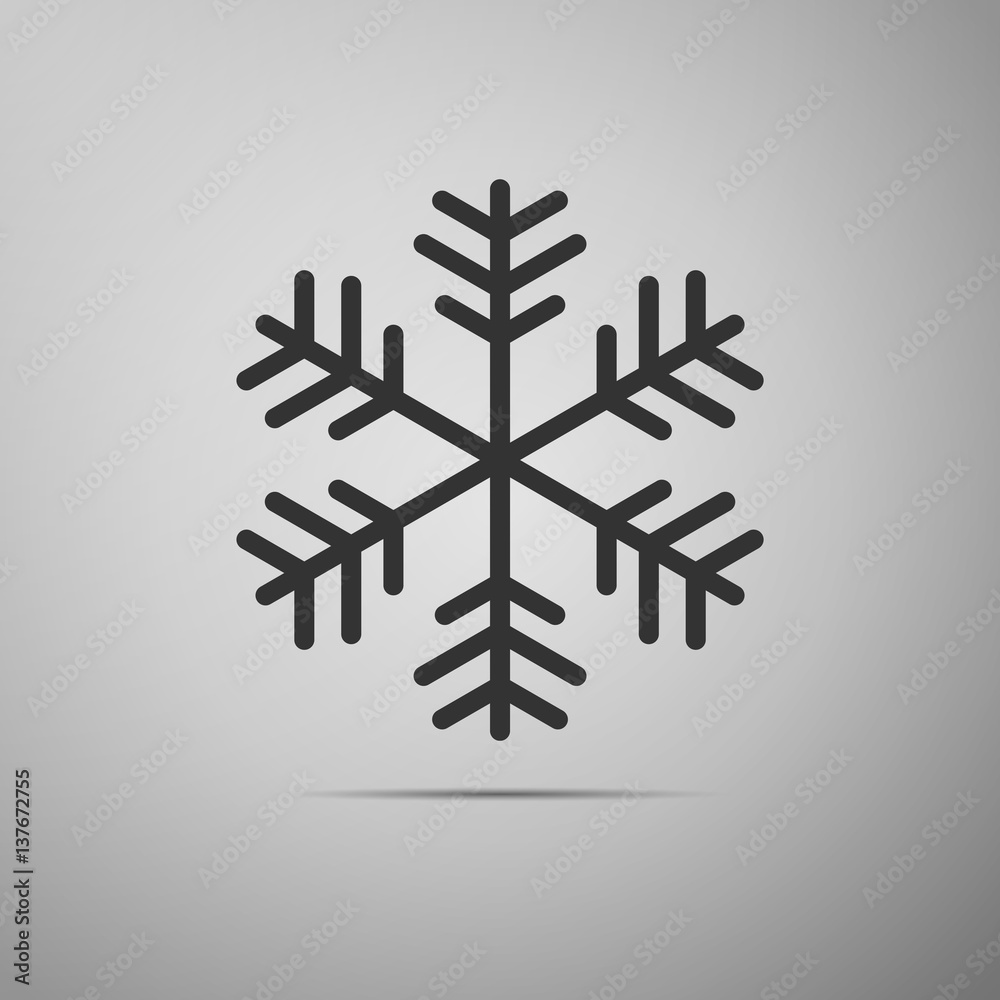 Snowflake flat icon on grey background. Vector Illustration