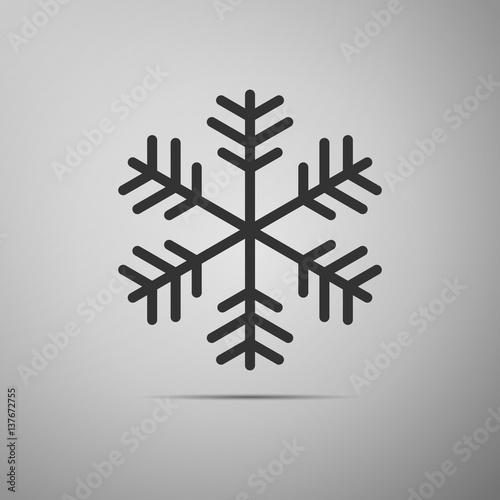 Snowflake flat icon on grey background. Vector Illustration