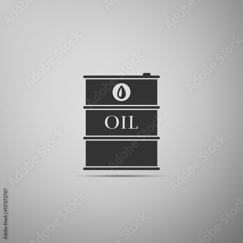 Barrel oil flat icon on grey background. Vector Illustration