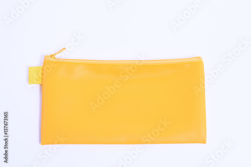 yellow leather pencil case