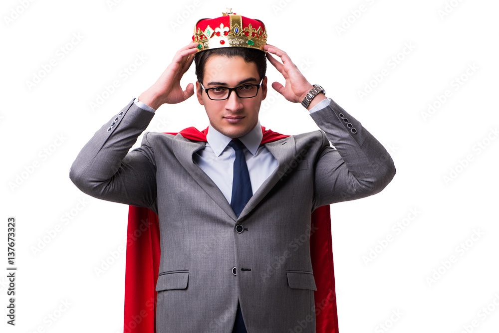 King businessman wearing red cover on white King businessman wearing red cover on white