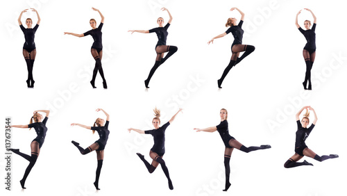 Woman dancing isolated on the white