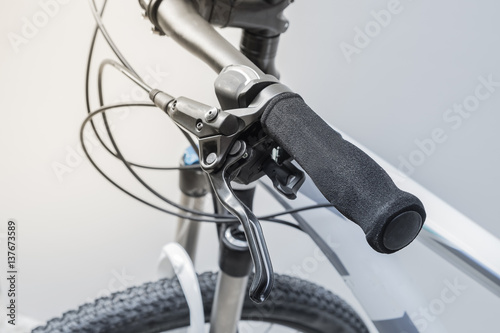 Detail of Bicycle handlebars brake and shifter.
