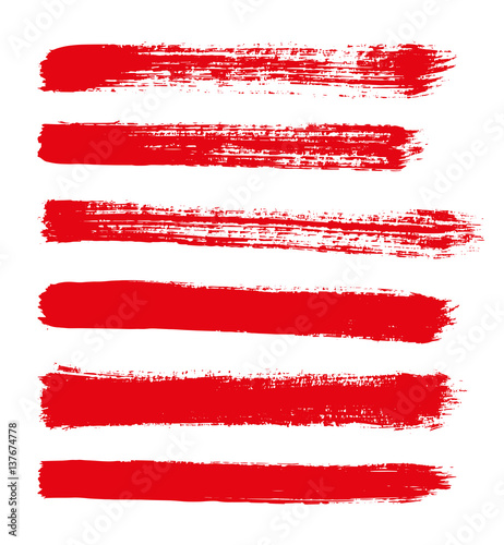 red vector strokes of paint on white background