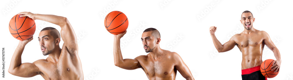 Young basketball player isolated on white Young basketball player isolated on white