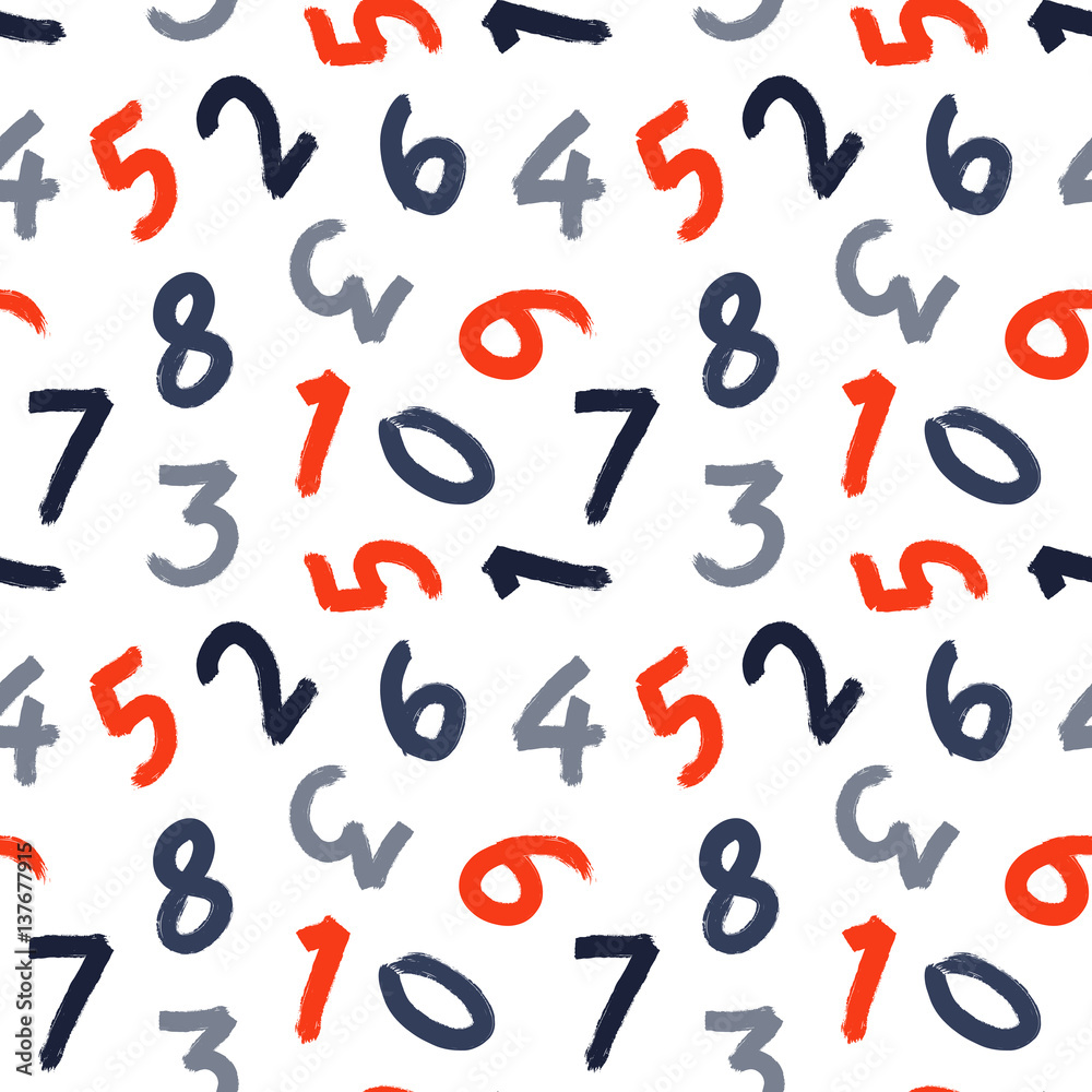 seamless pattern paint brush digits. Vector seamless pattern paint brush digits. Vector