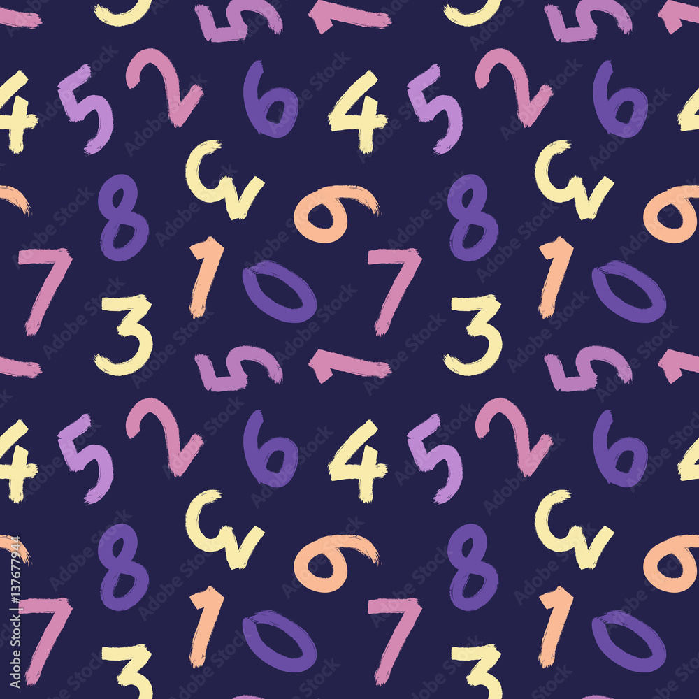 seamless pattern paint brush digits. Vector seamless pattern paint brush digits. Vector