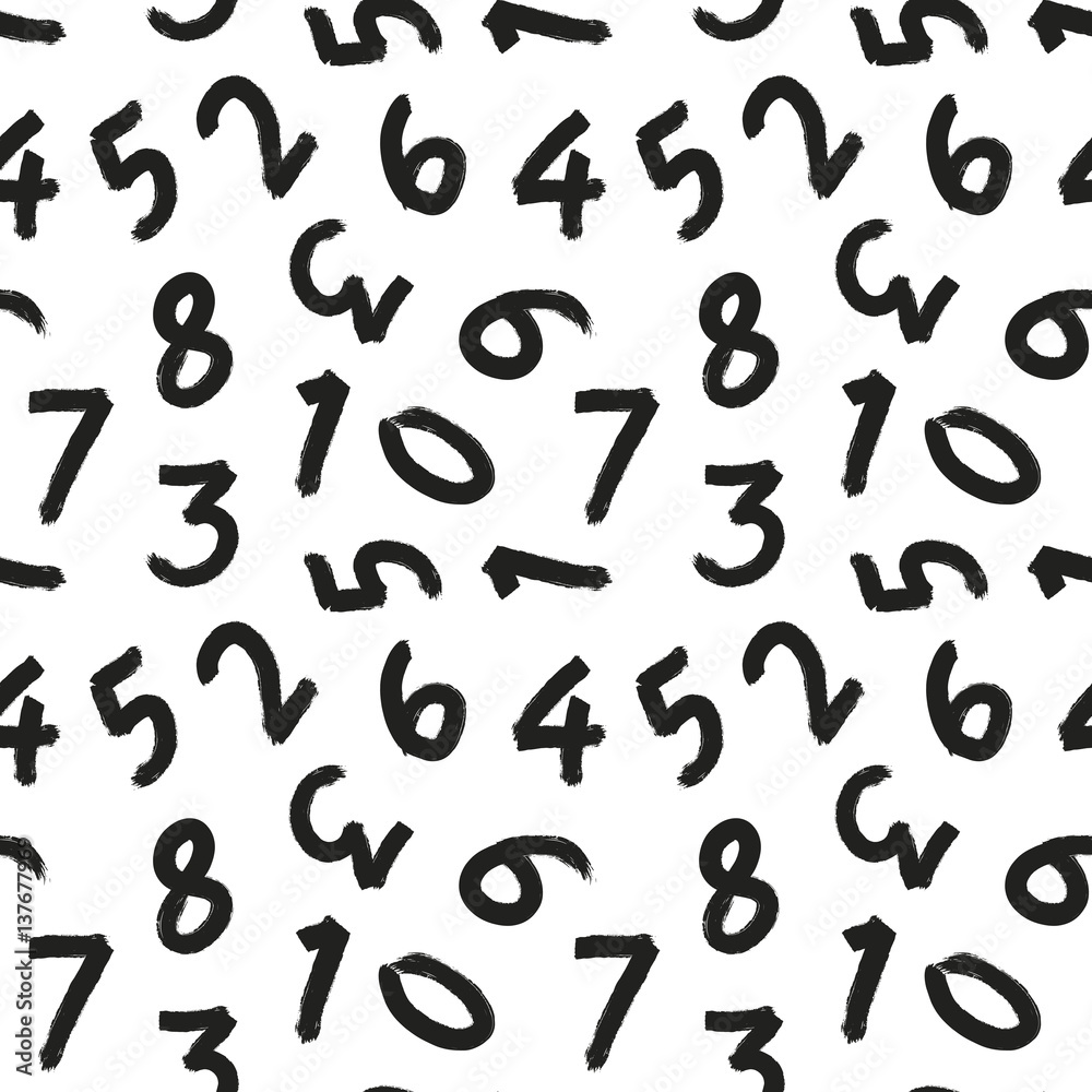 seamless pattern paint brush digits. Vector seamless pattern paint brush digits. Vector