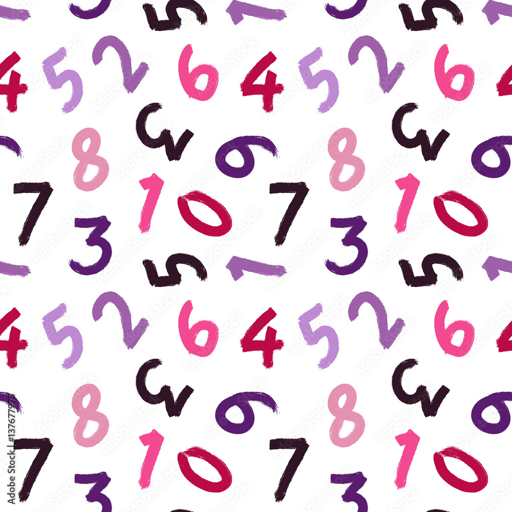 seamless pattern paint brush digits. Vector seamless pattern paint brush digits. Vector