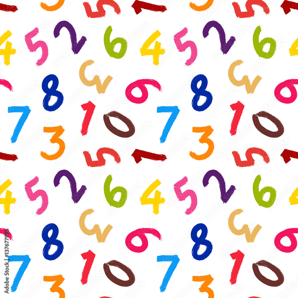 Fototapeta premium seamless pattern paint brush digits. Vector