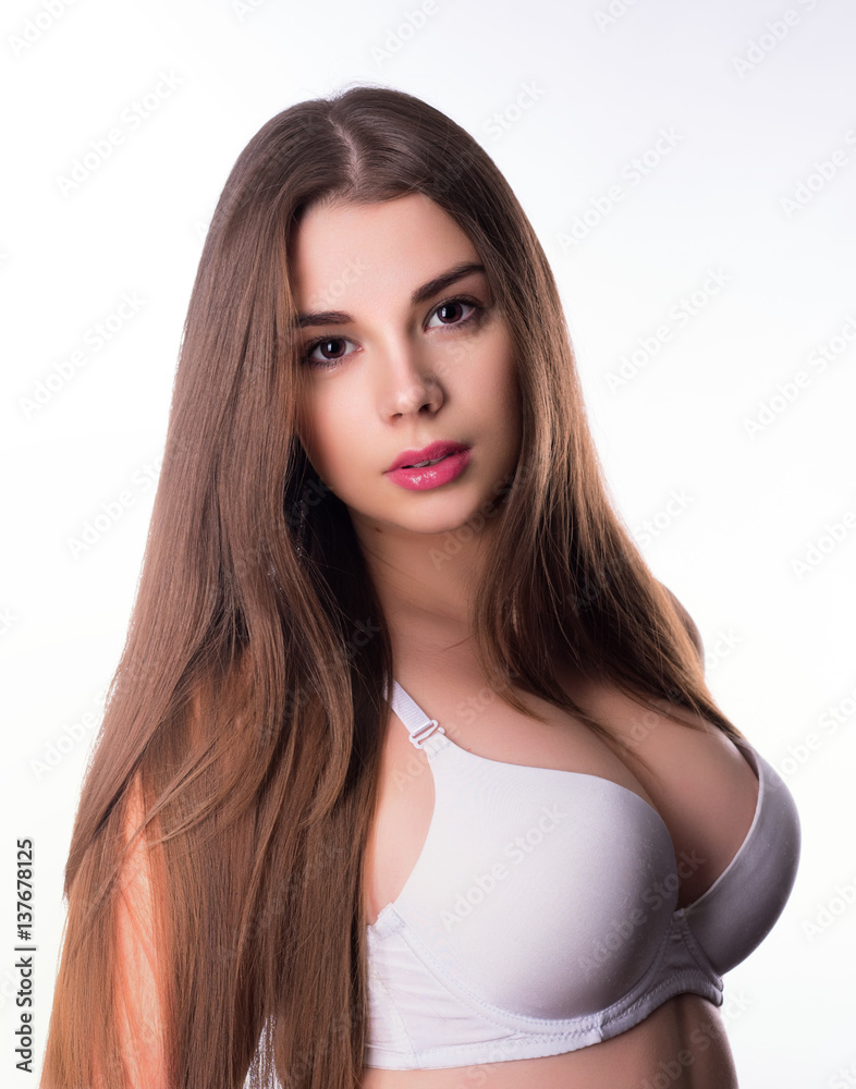 The girl with a beautiful, large breasts, portrait Stock Photo