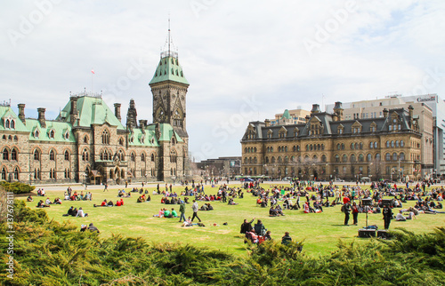 People on Parliament Hill in Ottawa. photo