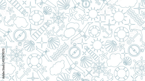 Vector flat sea design symbols