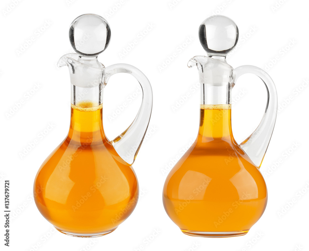 Vegetable oil glass bottle isolated on white Vegetable oil glass bottle isolated on white