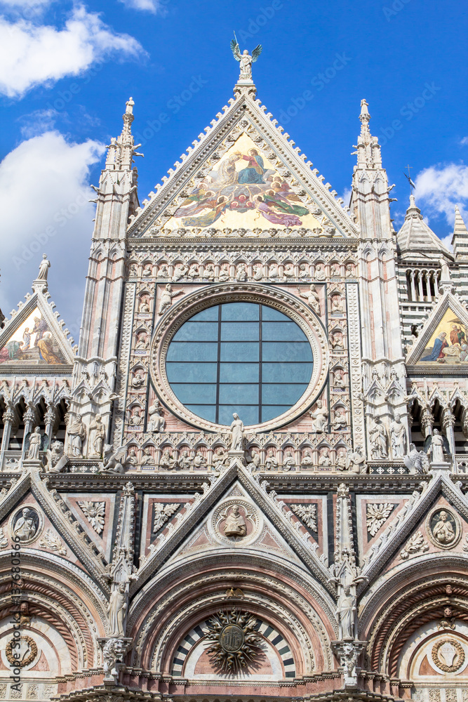 Front wall of the Siena Cathedral, Tuscany, Italy