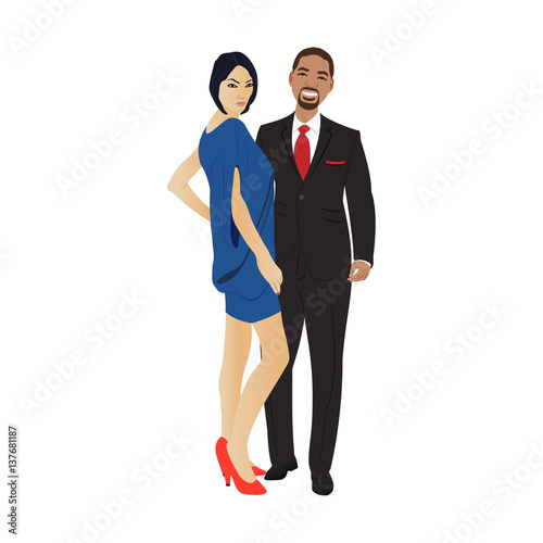 Tableau sur toile standing man and woman like posing for the camera