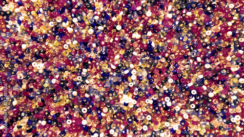 Purple, golden and blue beads background