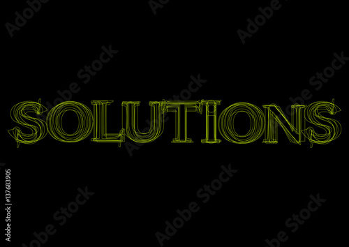 Vector word solutions,  green light on black background