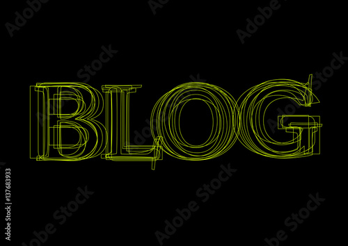 Vector word blog,  green light on black background