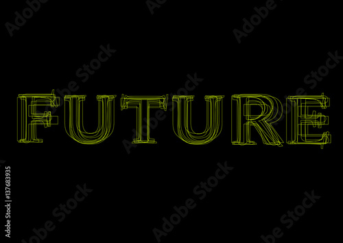 Vector word future,  green light on black background