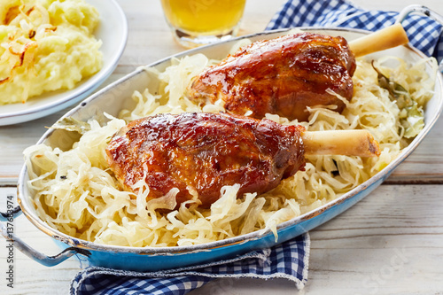 Fototapeta One healthy serving of delicious sauerkraut