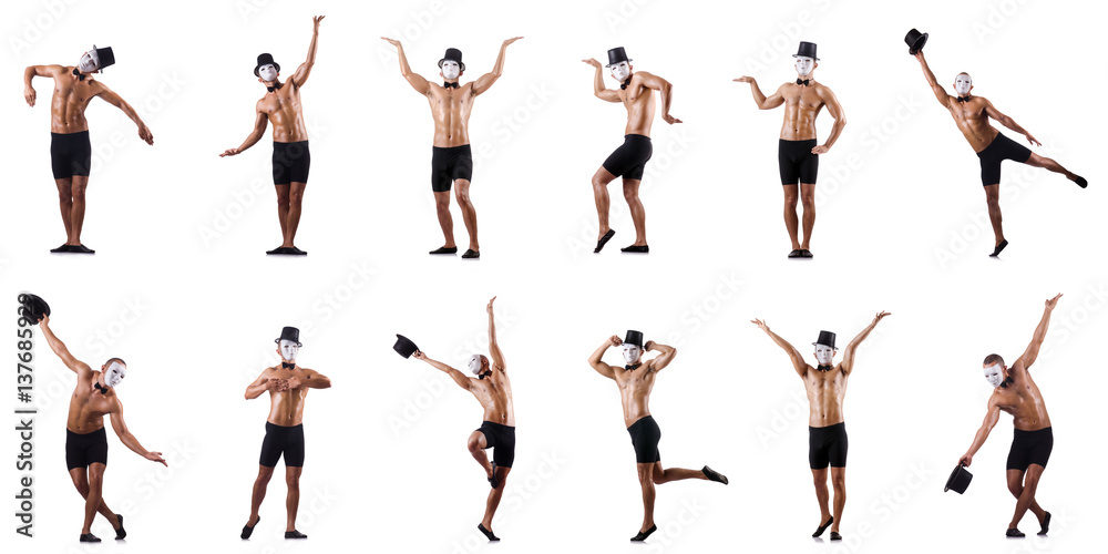 Fototapeta premium Naked muscular mime isolated on white