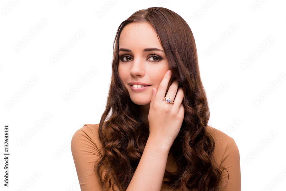 Young woman in beauty concept isolated on white Young woman in beauty concept isolated on white