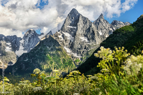 majestic rocky steep mountains on the North Caucasus