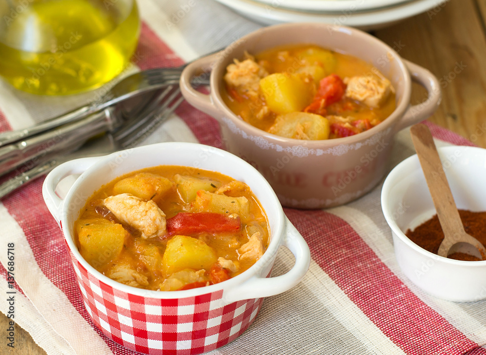 Hungarian chicken paprikash with potatoes Hungarian chicken paprikash with potatoes