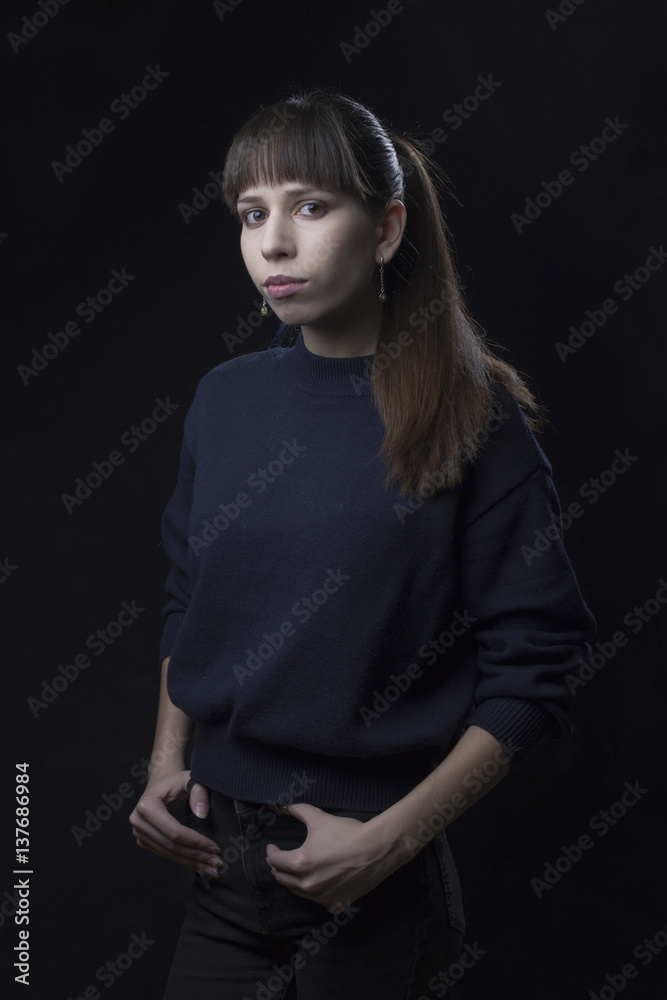 Girl on a homogeneous background Girl on a homogeneous background